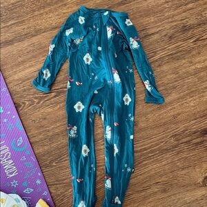 Kyte BABY Teal yeti Print One-Piece Footie Pajamas